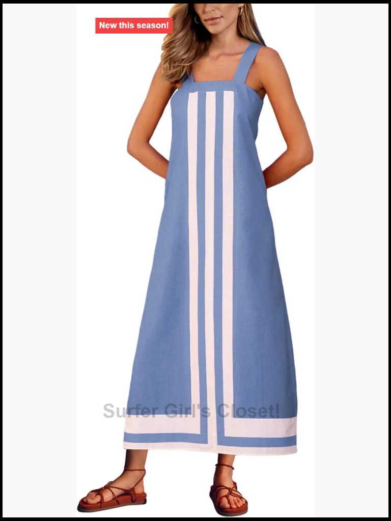 Bohemian Floral Maxi Dress Coverup Sleeveless Color Block